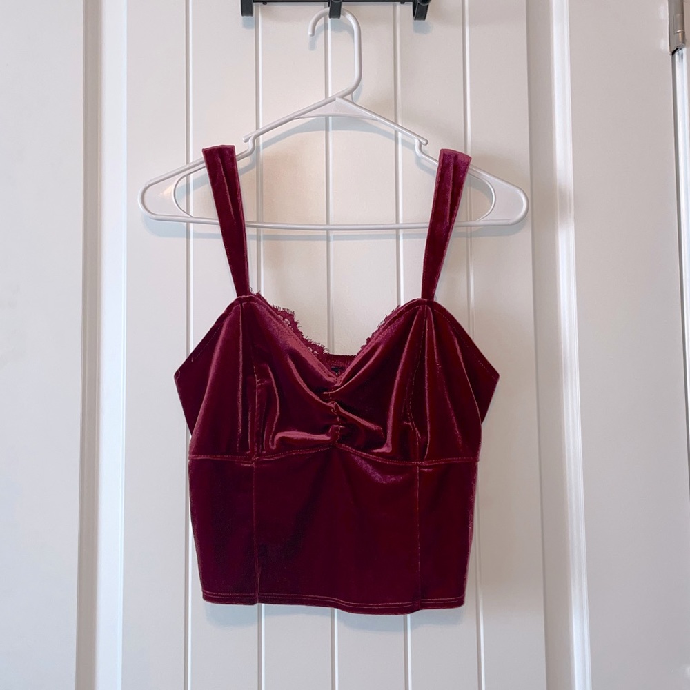 Abercrombie & Fitch Red Velvet Crop Top - L Y2K
